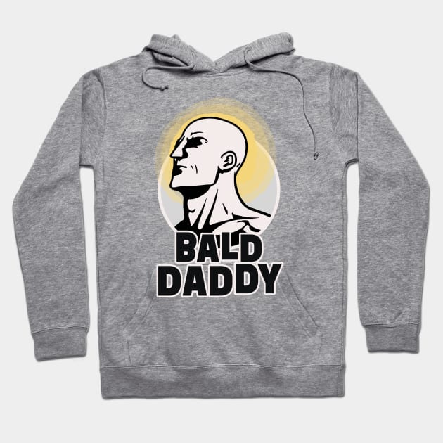 Bald Daddy || Bald Man Illustration Hoodie by Mad Swell Designs